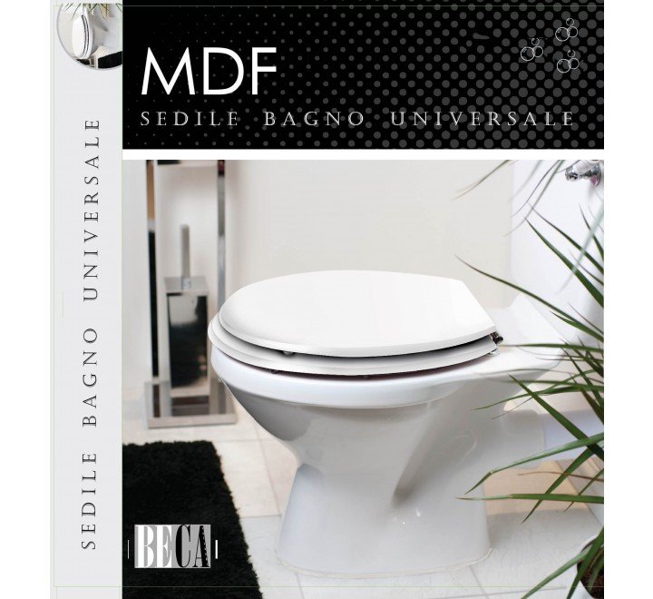 Bakaji Copriwater Universale con Stampa Serigrafata Copri Tavoletta WC per  Bagno in Legno MDF con Cerniere Rettangolari in Lega di Zinco Design Modern