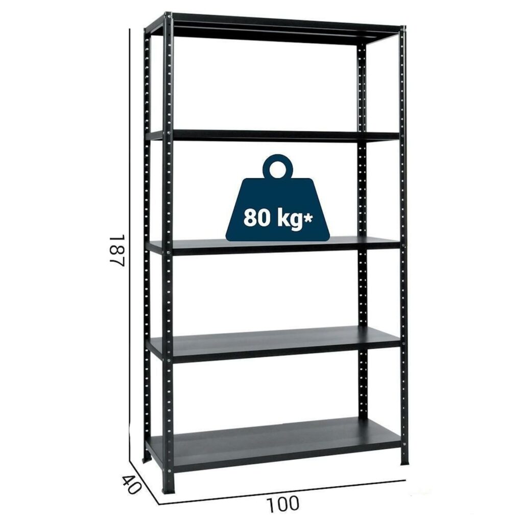 Kit Scaffale in metallo 5 ripiani 100x40x187 cm