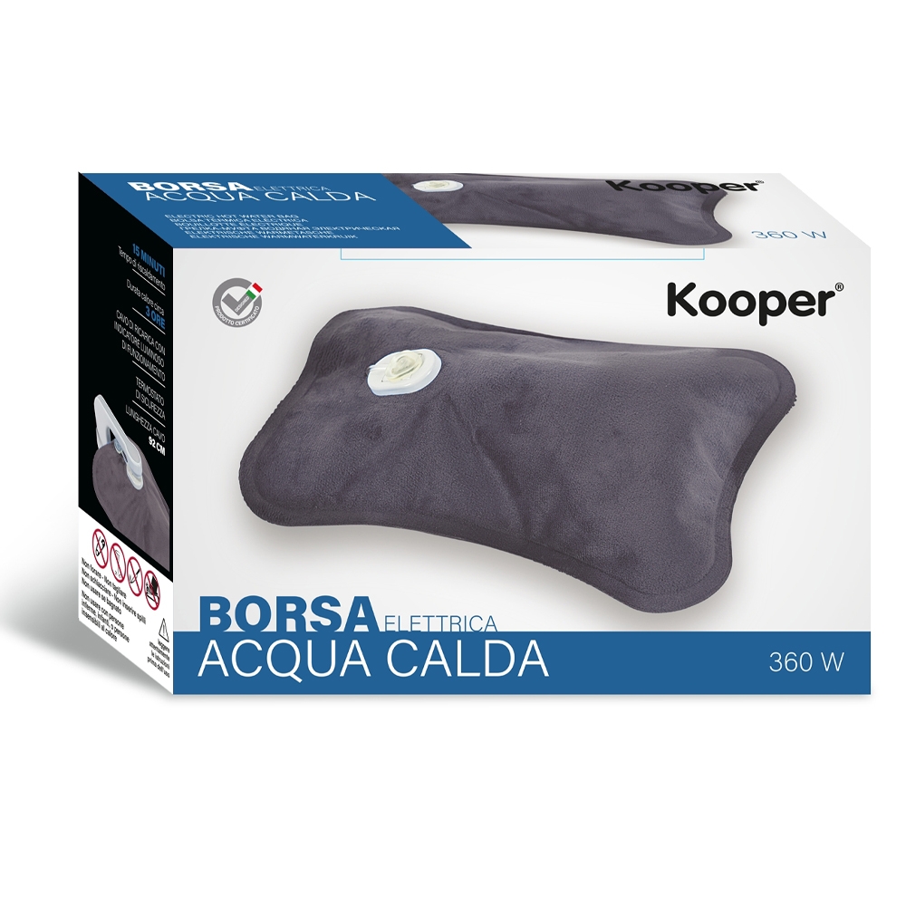 Borsa acqua calda elettrica scaldacuore 360 W colore grigio riscaldamento