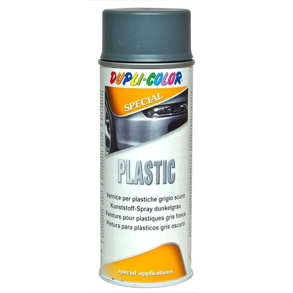 Vernice spray speciale per plastiche grigio scuro