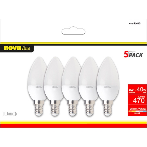 Set 5 Lampadine LED Oliva 6W E14