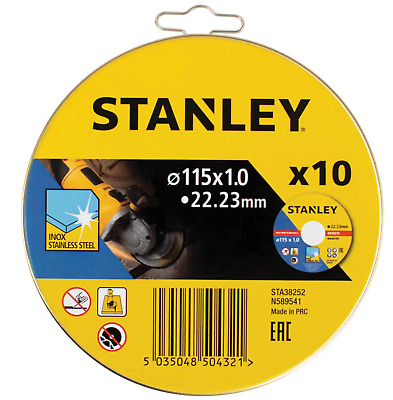 Image of Stanley set 10 dischi abrasivi 115x1mm