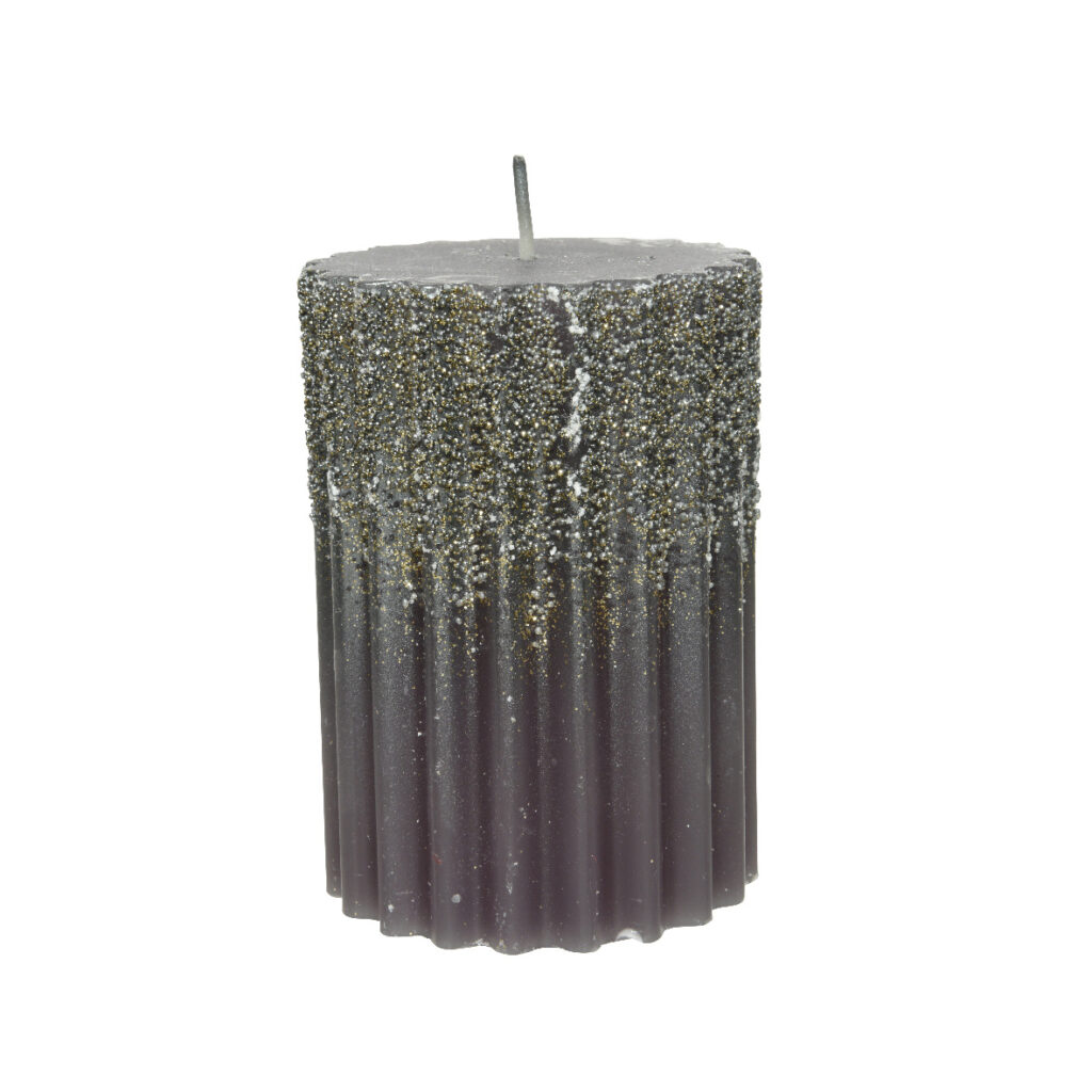 Candela grigia con glitter