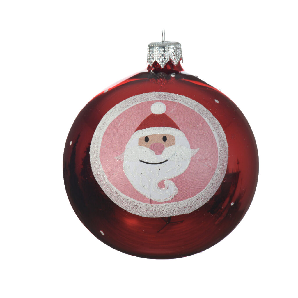 Pallina di natale in vetro rosso 8 cm