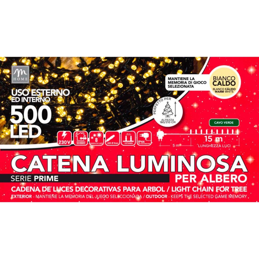Catena 500 minilucciole natalizie bianco caldo 15m