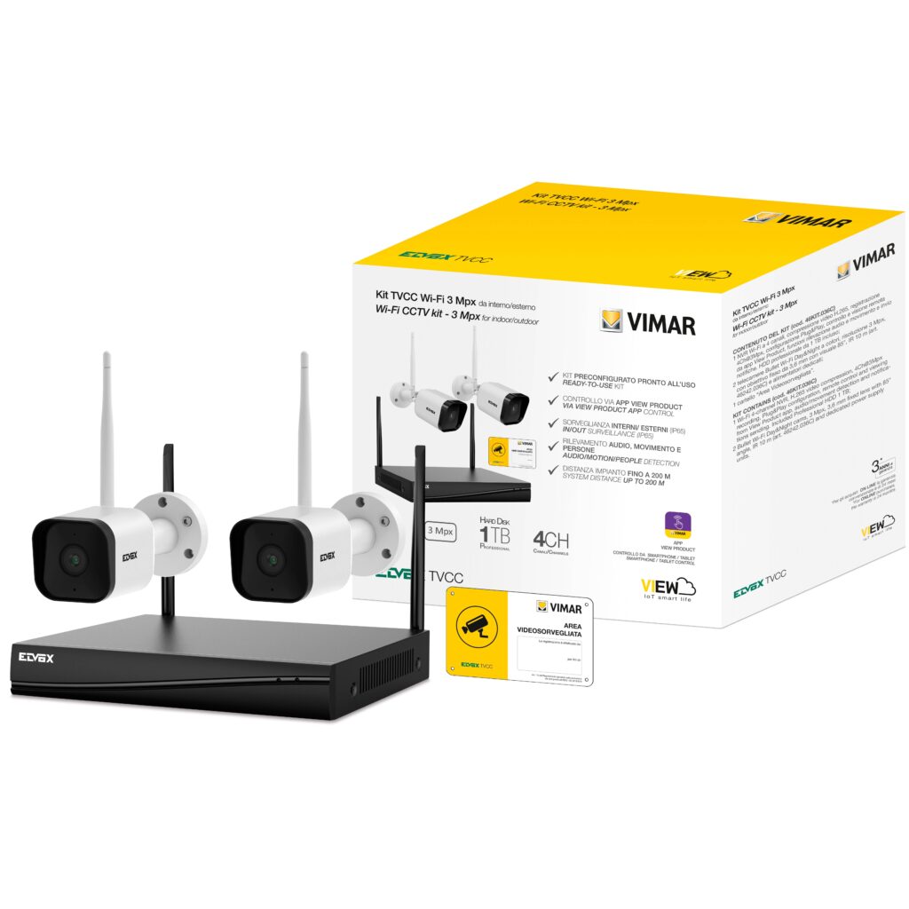 Kit Wi-Fi 3Mpx con 2tlc Bullet ob.3.6mm Vimar